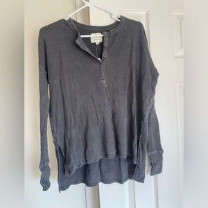 Aerie Gray Waffle Knit Top NWT